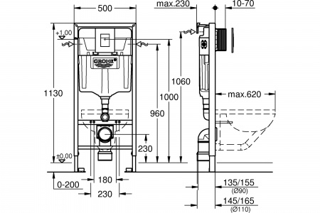 Система инсталляции GROHE Rapid SL 38772001 без унитаза 