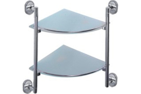 Полка угловая 2-х ярусная FRAP 1907-2 стеклянные полки