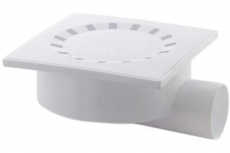 Трап РТП 15*15 Ф50 горизонтальный пластиковая решетка белый