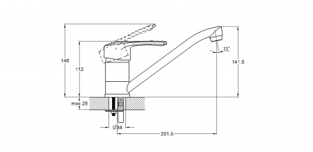 Смеситель для кухни G-lauf 4D4-A181 одноручковый 