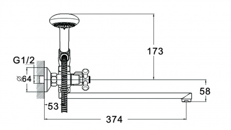 Смеситель для ванны G-lauf QST7-А827 двухручковый латунь
