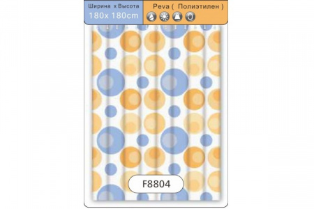 Шторка для ванной FRAP 8804 Голубые и оранжевые шары