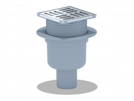 Трап ТА 5702  10*10 Ф50 вертикальный, нержавеющая решетка, разъёмный, серый