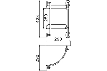 Полка угловая 2-х ярусная FRAP 1907-2 стеклянные полки