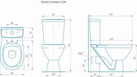 Унитаз-компакт ROSA СОЛО ЛЮКС (г. Киров) микролифт, горизонтальный выпуск