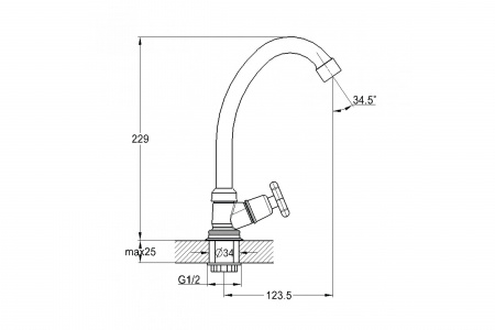 Моно-кран для кухни Solone JIK1-A102-A