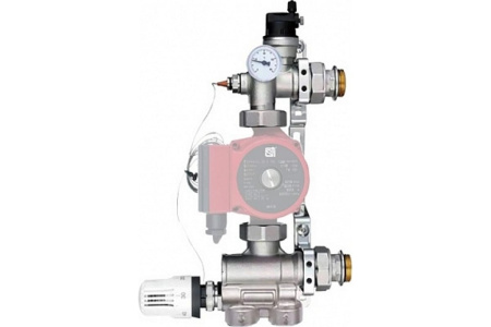 Смесительный узел для теплого пола STI Е008-3, с термоголовкой, без насоса