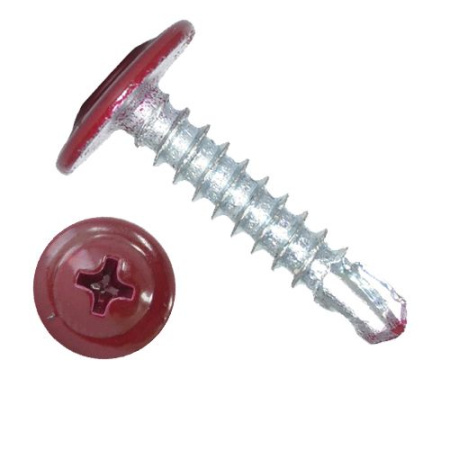 Саморез с прессшайбой 4,2*16 красное вино со сверлом RAL 3005