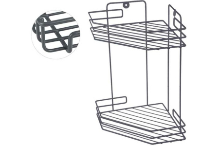 Полка угловая 2-х ярусная 20,5*20,5*31,5 "Рыжий кот" графит